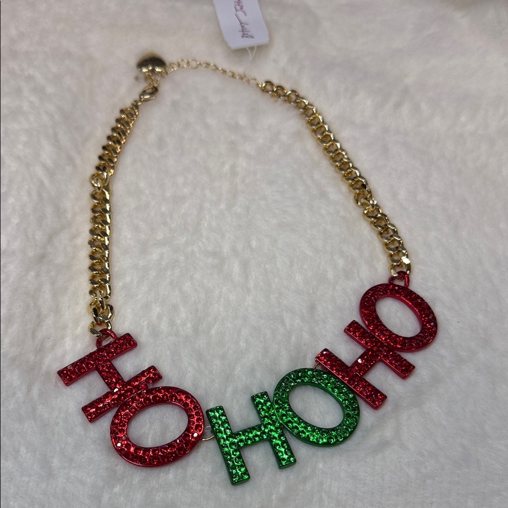 Betsey Johnson Red and Green 'Ho Ho Ho' Necklace - Picture 1 of 4